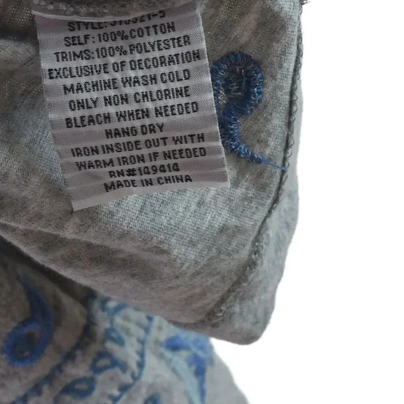 Johnny Was Nico Patchwork Embroidered Floral Cotton Tee Gray Size M Butterfly - Picture 12 of 12